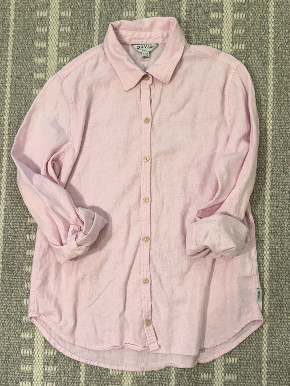 Orvis Soft Pink Button-Down Linen Shirt